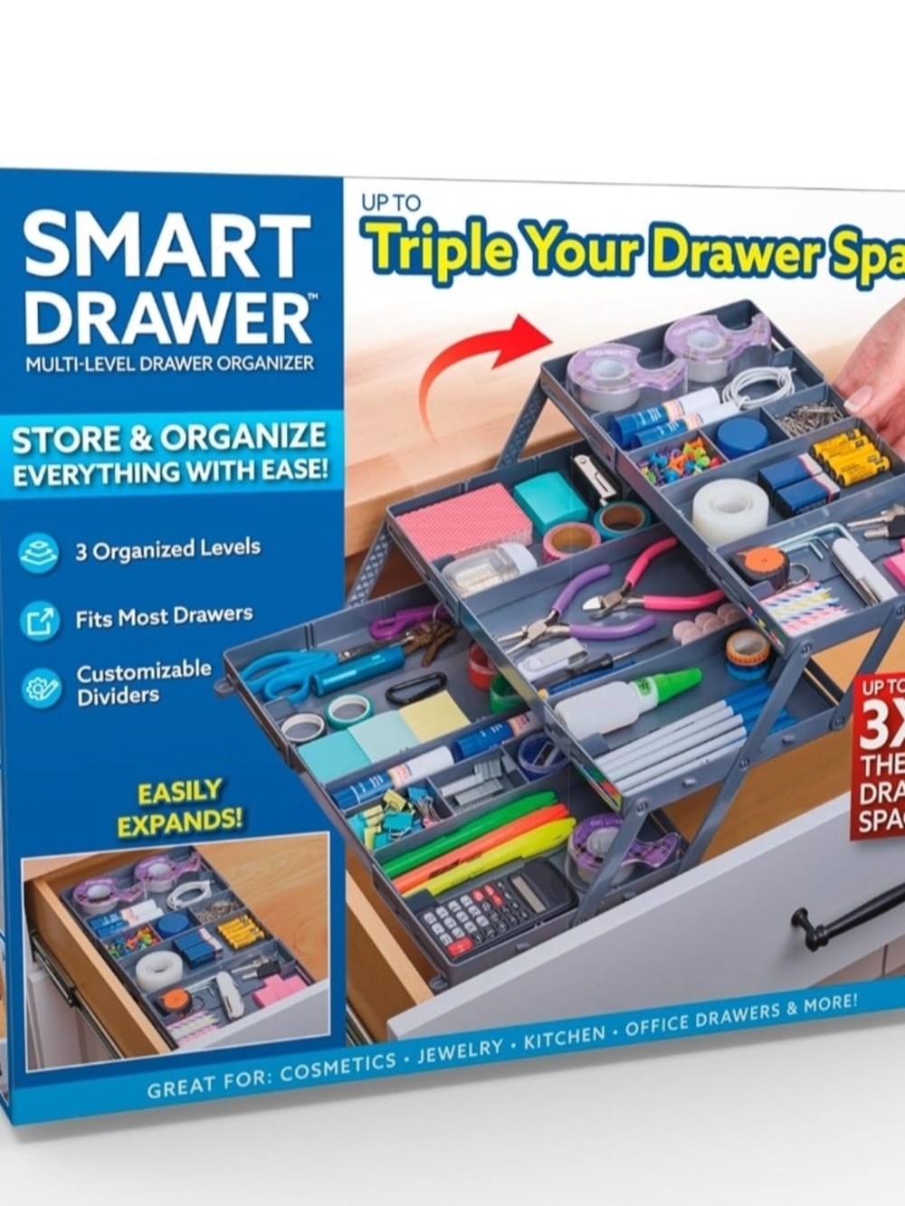 Smart Drawer Multi-Level Drawer Organizer – Gray